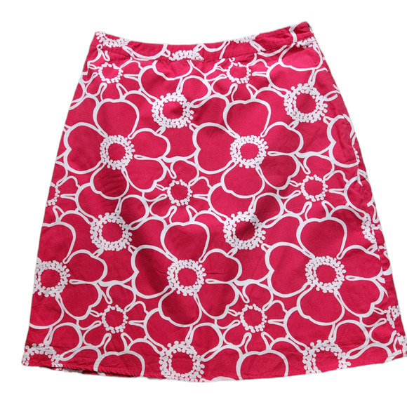 Boden Skirts Boden Red White Floral A Line Cotton Skirt Lined 6r